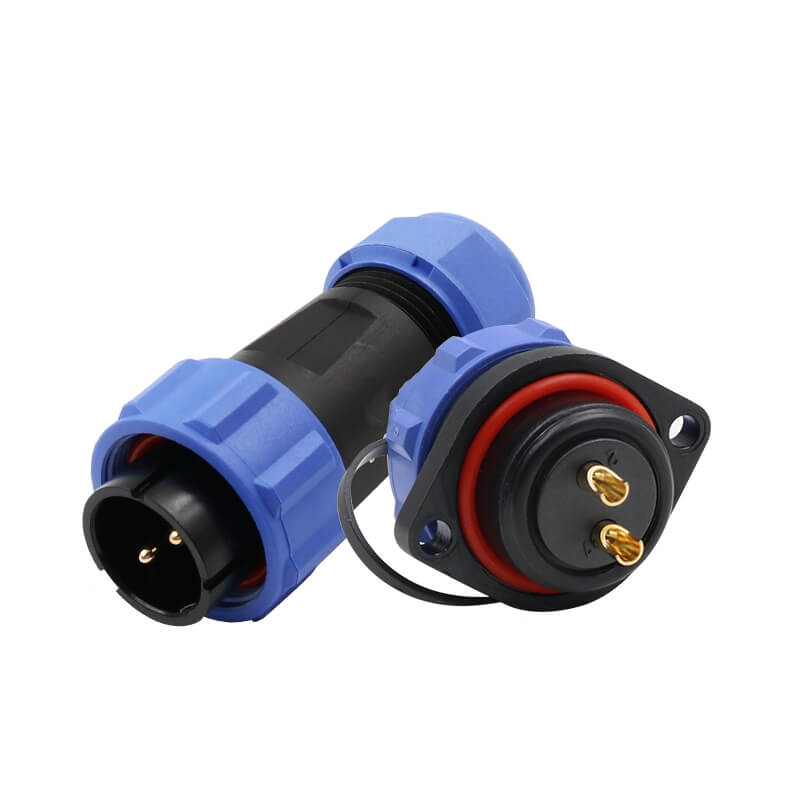 Elecbee SP29 Series Waterproof Aviation connector 2 pin Straight Solder Type Male Plug and Female 2-hole flange Socket one pair